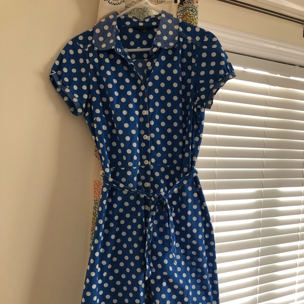 Boden Blue Polka dot day dress